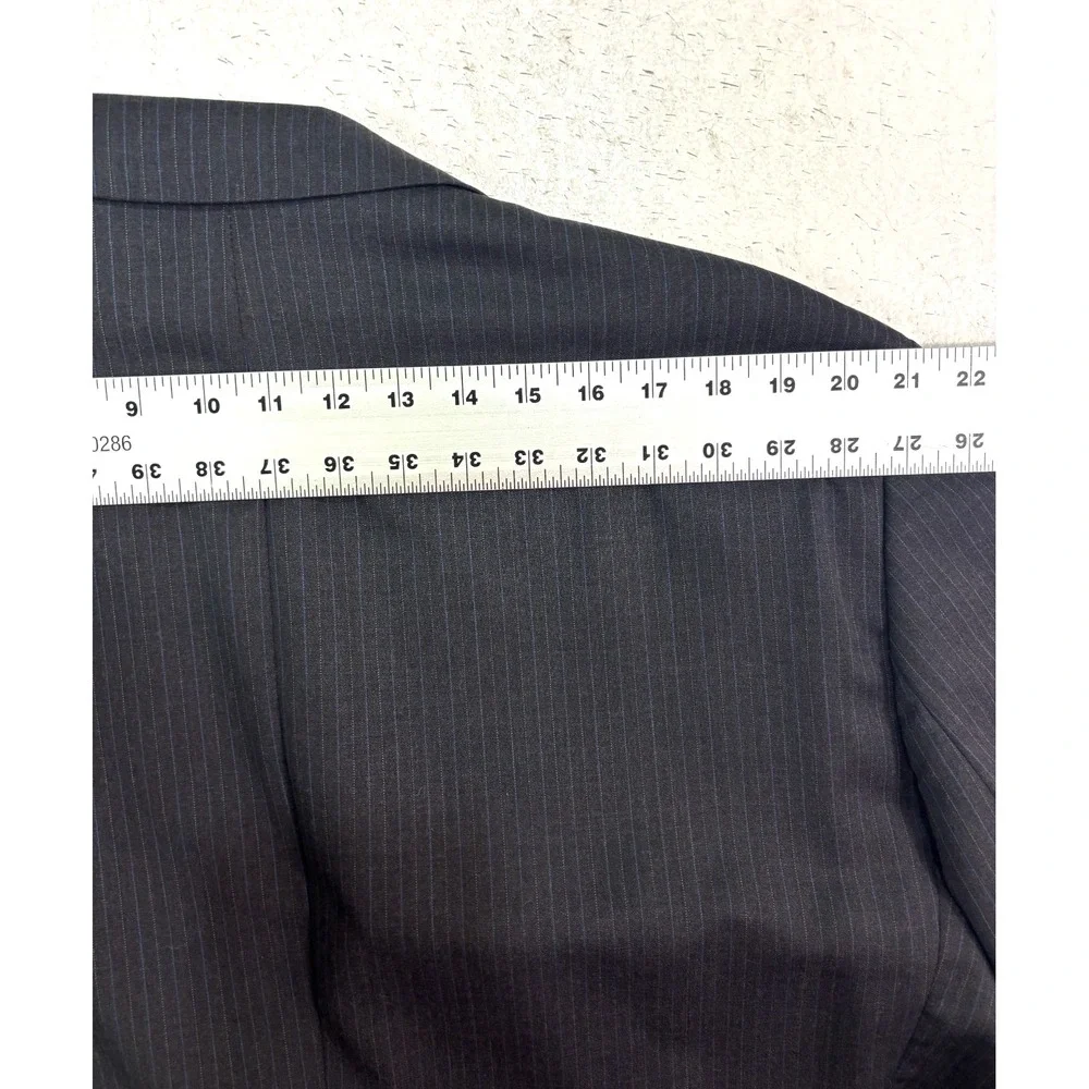 vtg Chaps Ralph Lauren 48L 40x30 Charcoal Pinstripe 2pc Pant Suit Pleated Cuffed